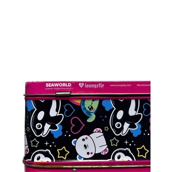 Seaworld Loungefly Metal Lunch Box Whale Rainbow Dolphin - Picture 4 of 8